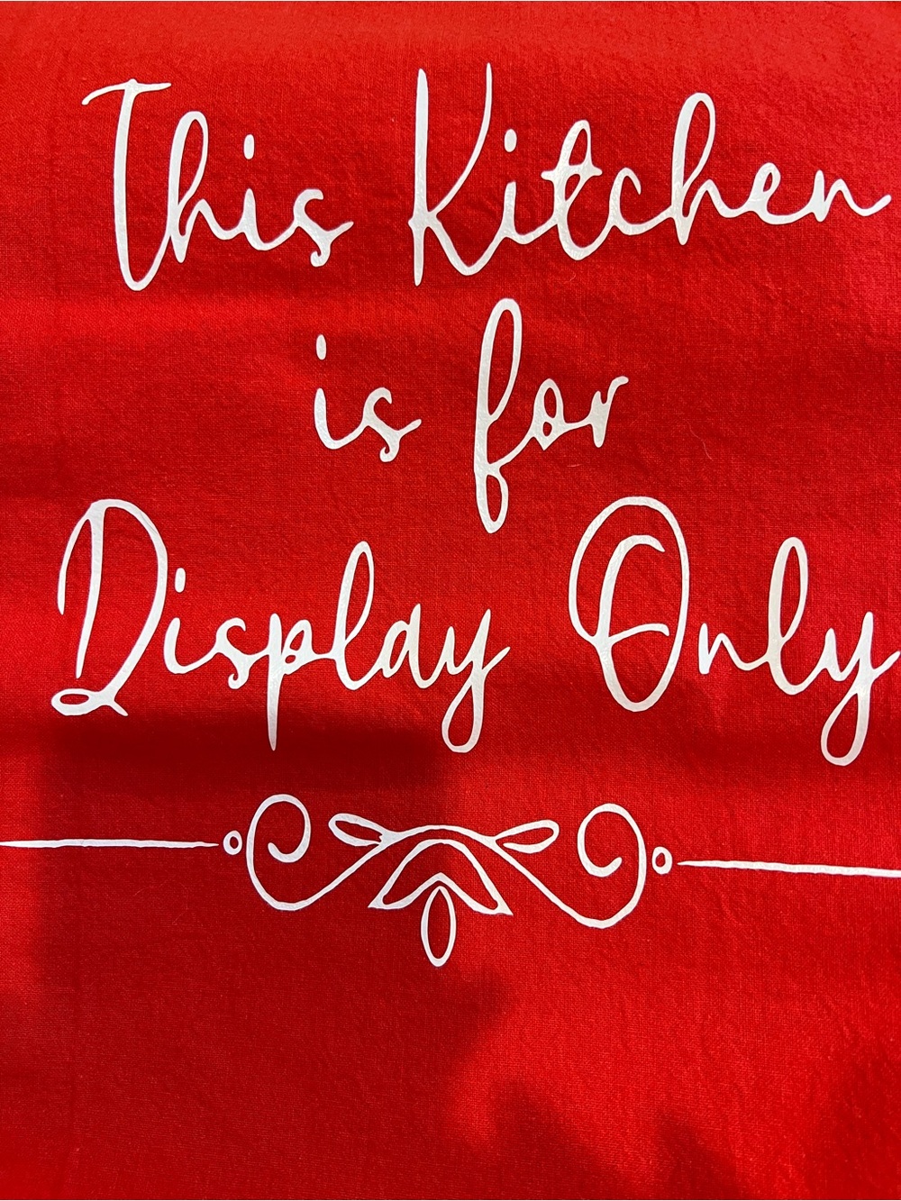Red Kitchen Decorative Tea Towel with White Script